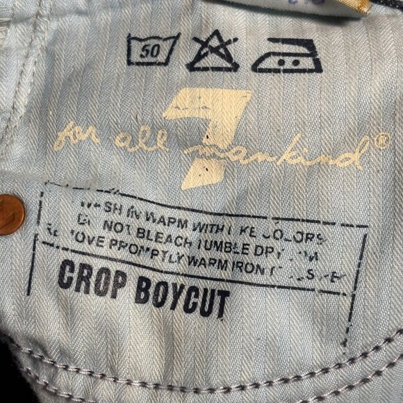 7 For All Mankind Women's Distressed Crop Boycut Jeans Size 27 - Picture 9 of 9